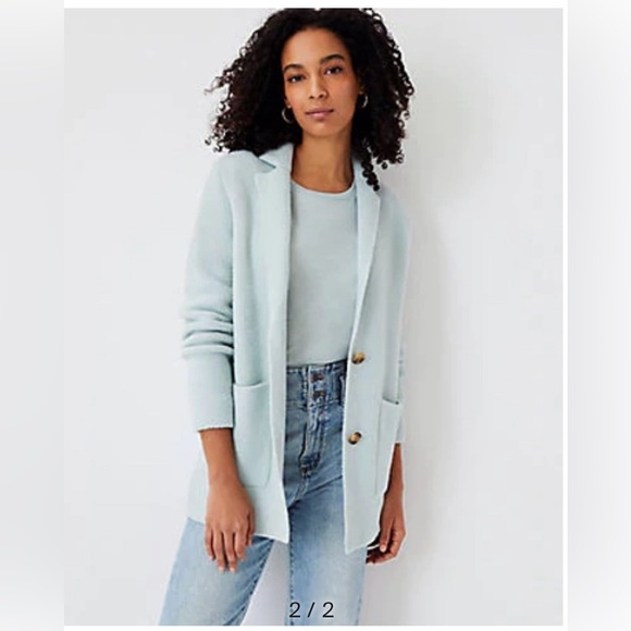 Ann Taylor Sweaters - Ann Taylor Sky Blue Sweater Blazer Professional Button Oversized Cardigan